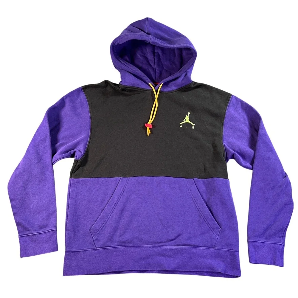 Jordan‎ Jumpman Hoodie Mens Medium Purple Black Colorblock Pullover Sweatshirt
